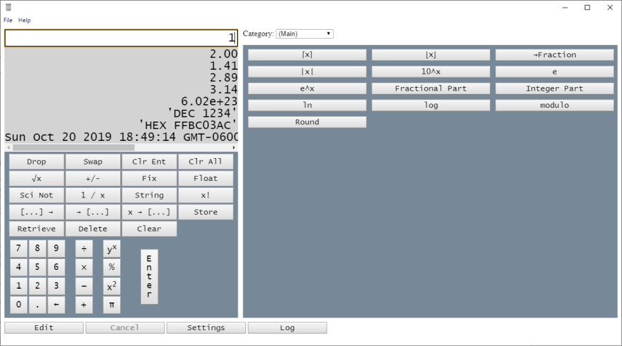 EBTCalc Main Screen